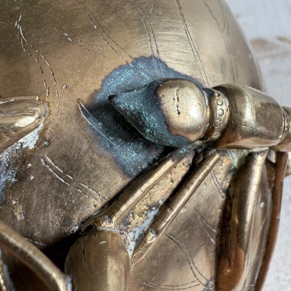 Vintage Brass Lilly Pad with Crane Bird Brass Bowl - Picture 11 of 13